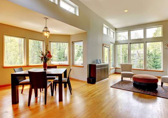 Modern Dining set on oak hardwood floors